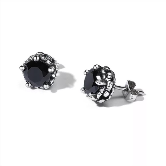 9 mm Stainless Steel CZ Diamond Stud Earrings - Picture 3 of 5